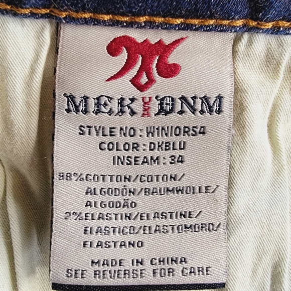 MEK USA DNM Designer Denim Jeans Gold Accent Niort Straight Leg Size 25x34 - Picture 11 of 15